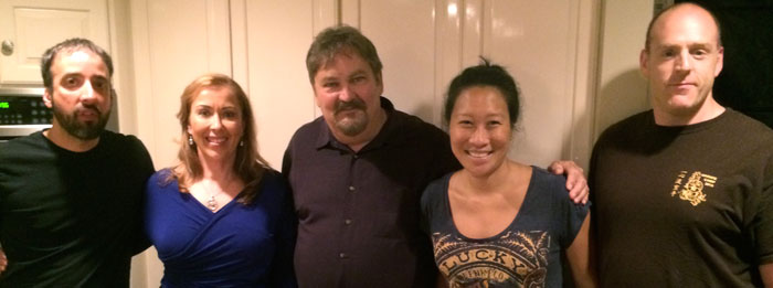 Karen Hollis with Kurt Knapp, producer Jenny Chung her camera and sound man