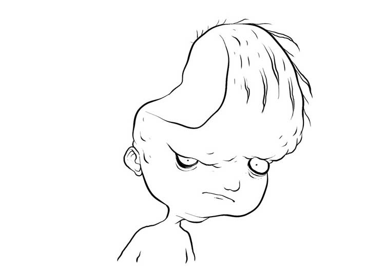 drawing of "misshapen head ghost